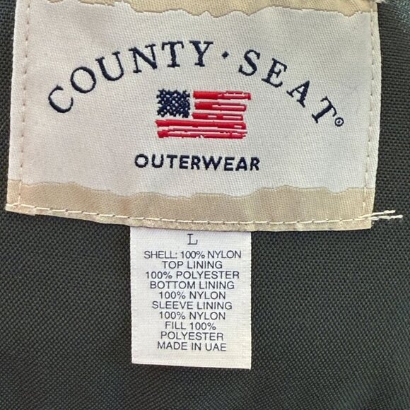 Vintage 90's County Seat Green Nylon Chore Jacket + Hood Men's Large - Picture 11 of 12